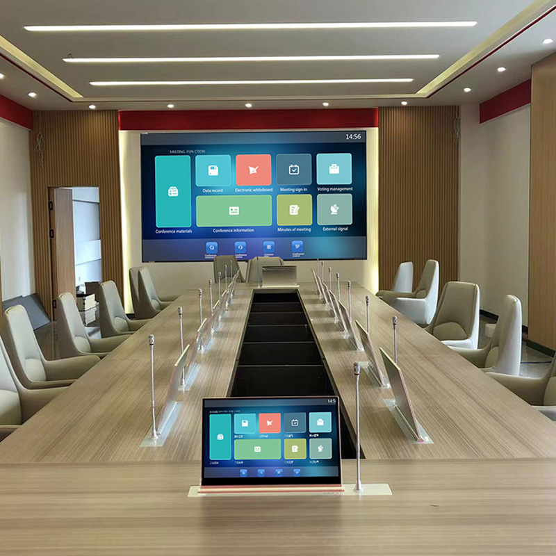 Desktop Tersembunyi Flip up Monitor Sistem Konferensi Tanpa Kertas